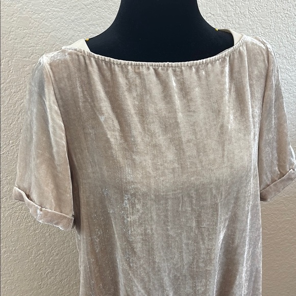 Anthropologie Floreat Crinkle Crushed Velvet Dress Champagne Pockets 0135 - Picture 3 of 9